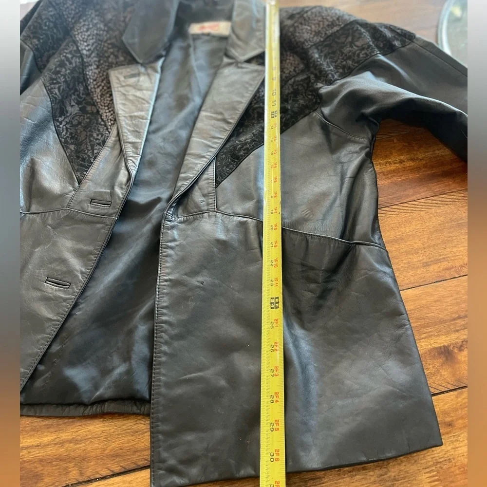 Vintage Adler 80s / 90s Black Suede Oversized Leather Jacket coat - Size small - Picture 9 of 15